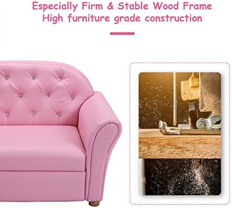 HOOMHIBIU Sofa  PU Leather Upholstered  Sturdy Wood Construction  Armrest Chair for Preschool Children Sofas  37''x17''x22.5''