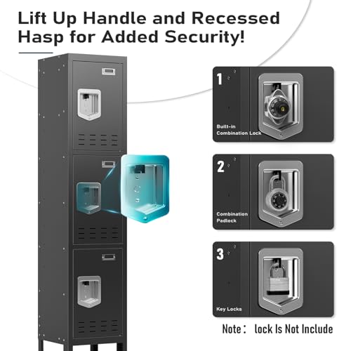 Metal Locker with 5 Doors,Lockers for Employees,66'' Steel Storage Locker for School,Gym, Office, Office,Garage