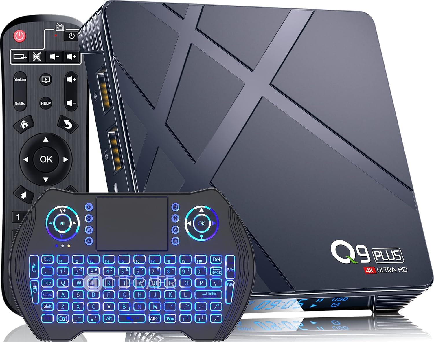 Android TV Box 11.0, Antfraer Q9PLUS Android TV Box 4GB RAM 64GB ROM with Wireless Mini Keyboard
