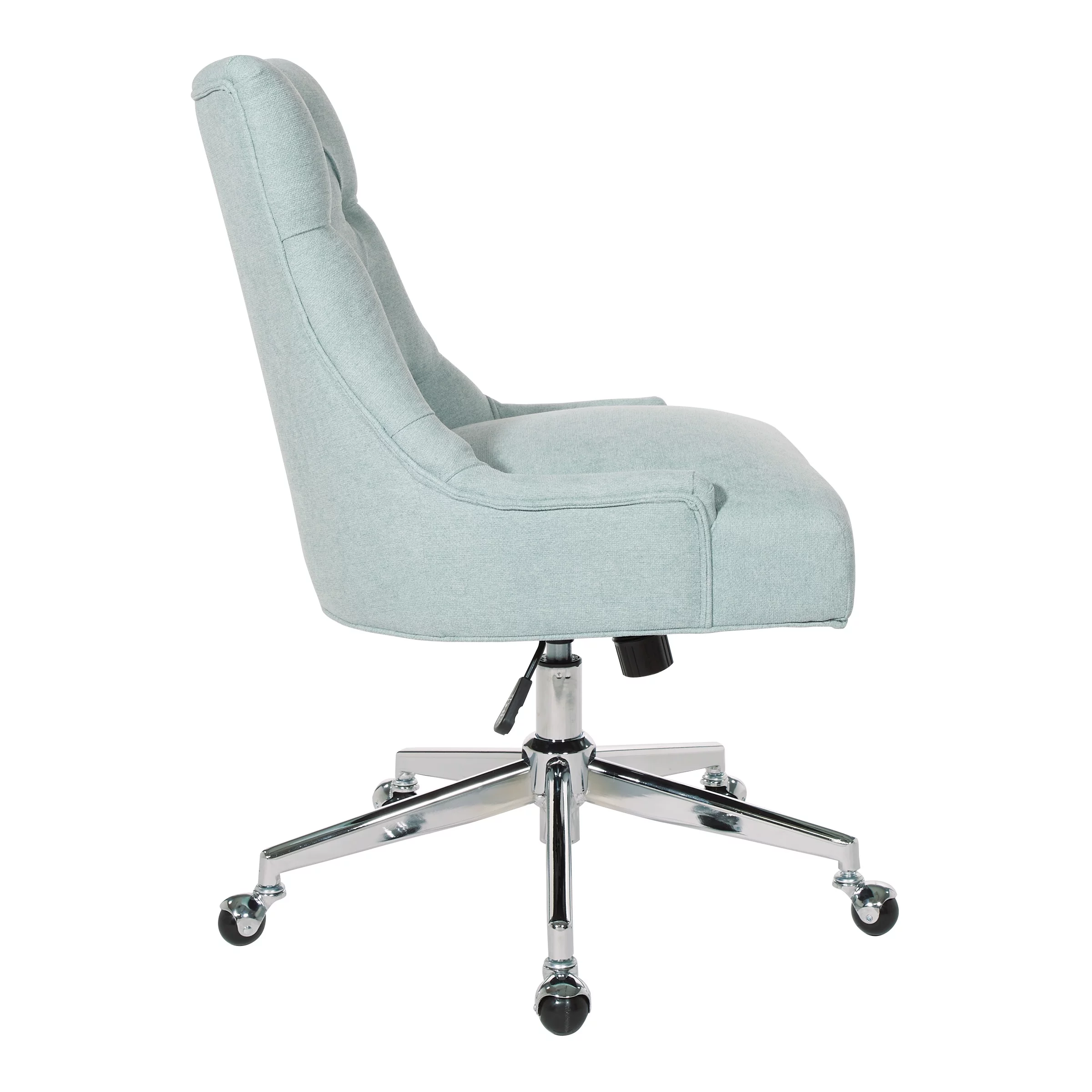 Amelia Office Chair in Mint Blue Fabric with Chrome Base