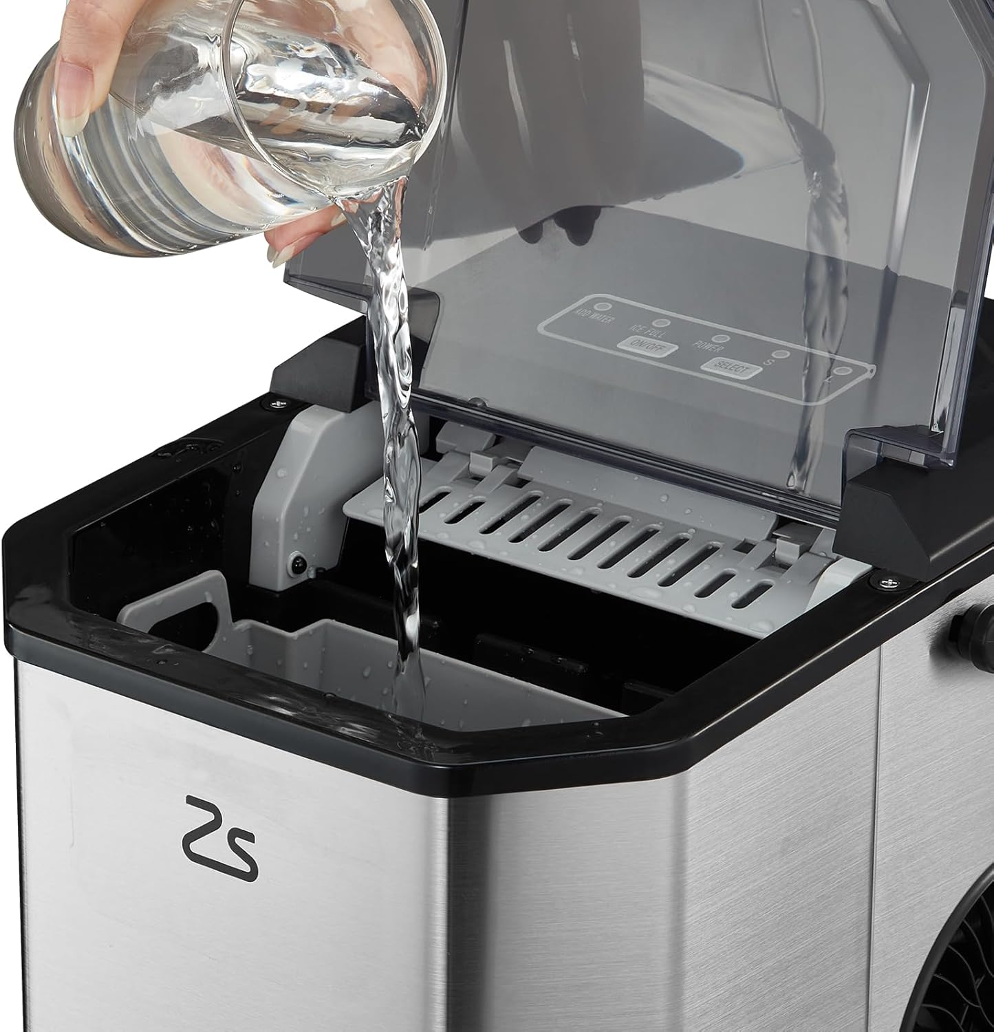 Nugget Ice Maker, Ice Makers Countertop, 26 Lbs/Day Tooth-Friendly Chewable Ice with Ice Scoop and Basket, Self-Cleaning & One-Click Operation