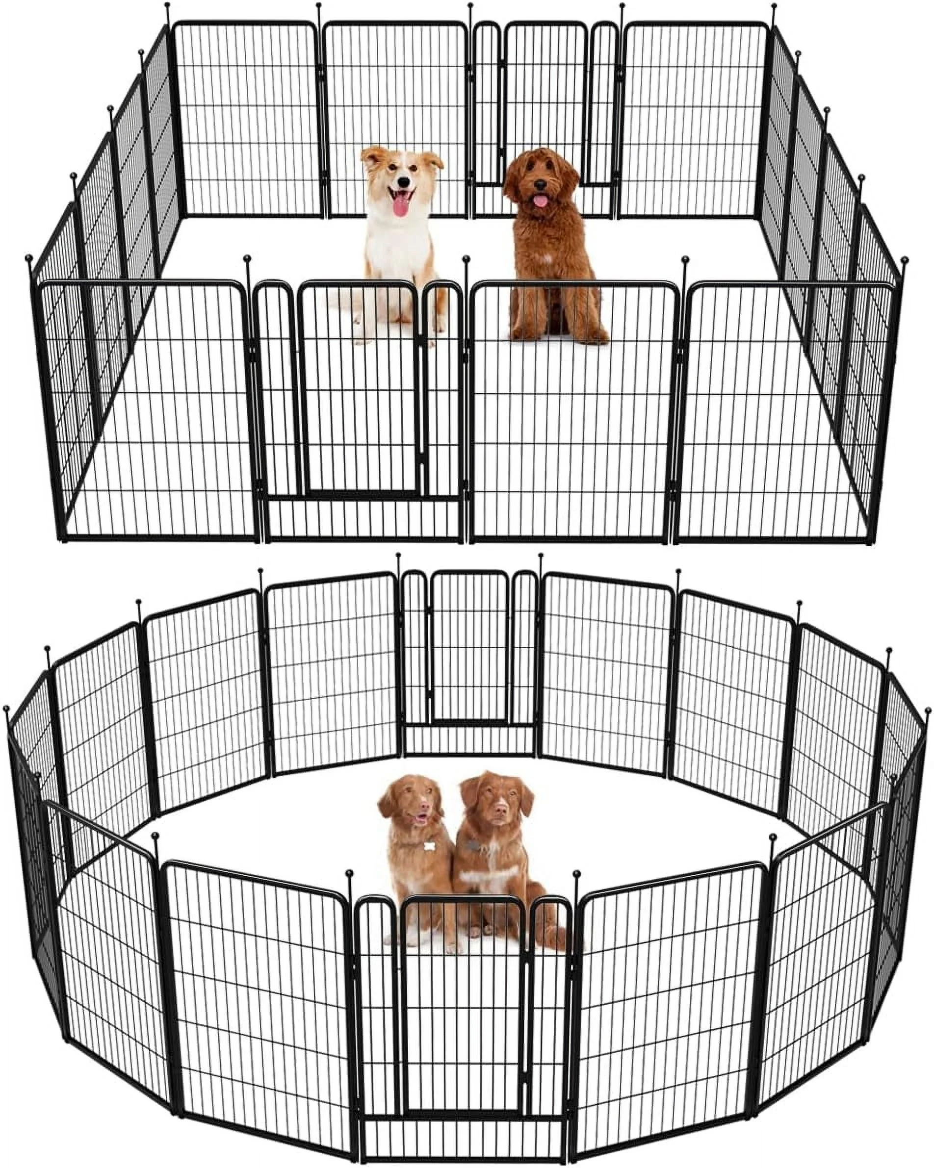 FXW Rollick Dog Playpen Outdoor, 16 Panels 40" Height Dog Fence Exercise Pen with Doors for Large/Medium/Small Dogs, Pet Puppy Playpen for RV