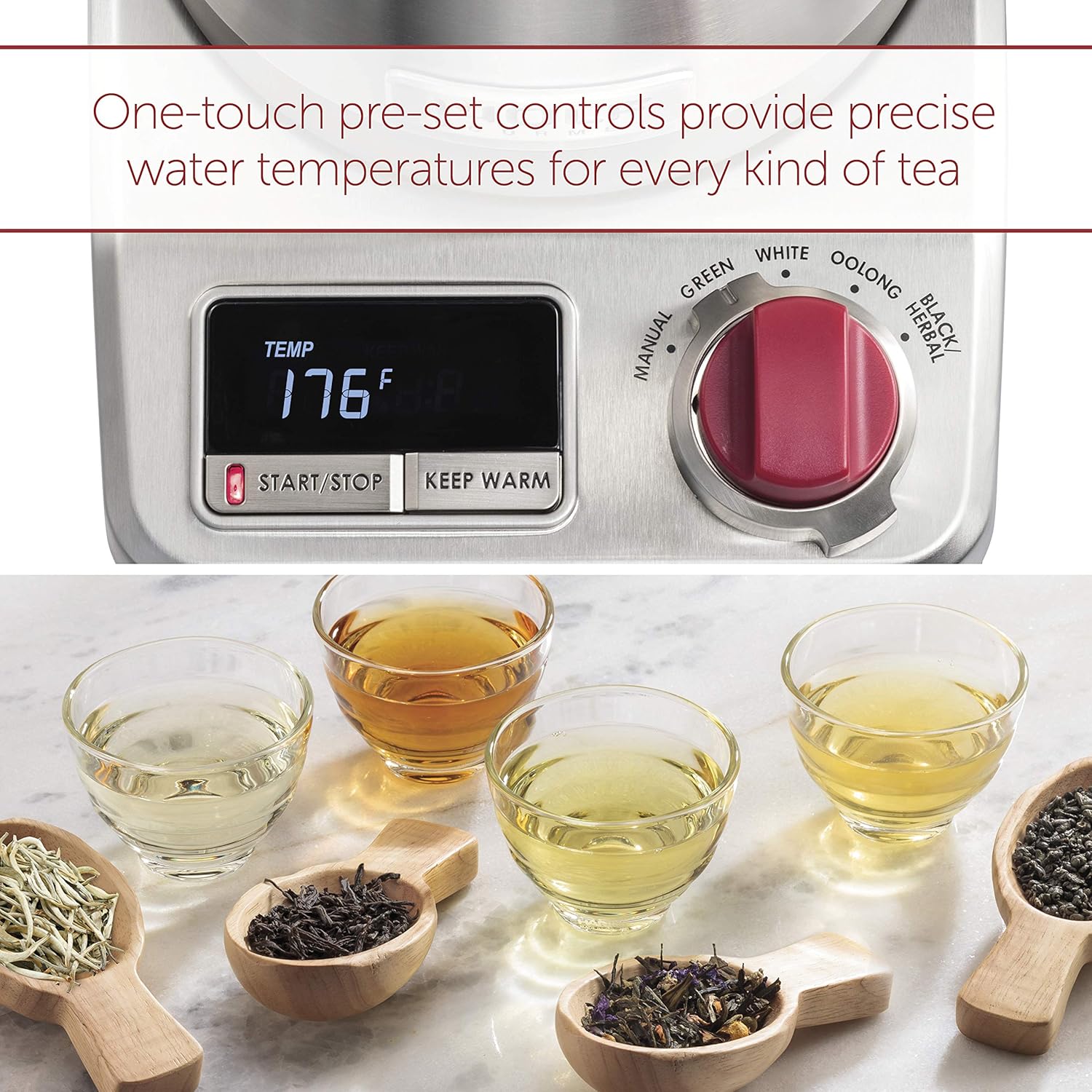 Wolf Gourmet True Temperature Electric Kettle, 1.5 Liter Capacity, WGKT100S