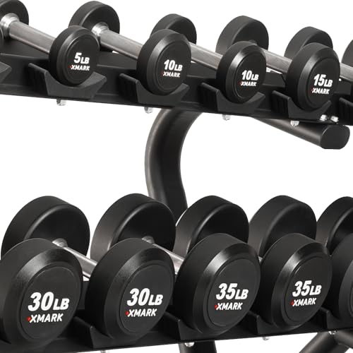 XMARK Dumbbell Weights Sets, 5-50lb and 5-75lb Dumbbell Sets, No Odor, Urethane Dumbbells, Commercial Gym and Home Gym Equipment
