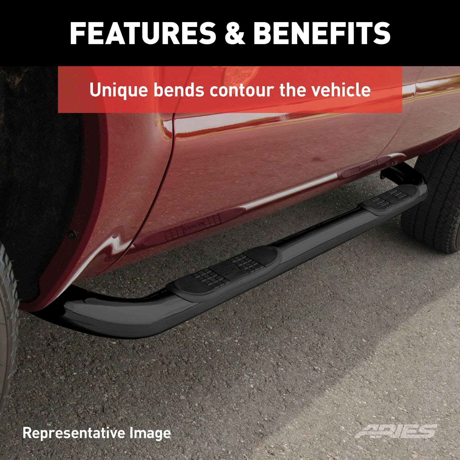 Aries 3-Inch Round Side Bars - Black 203012