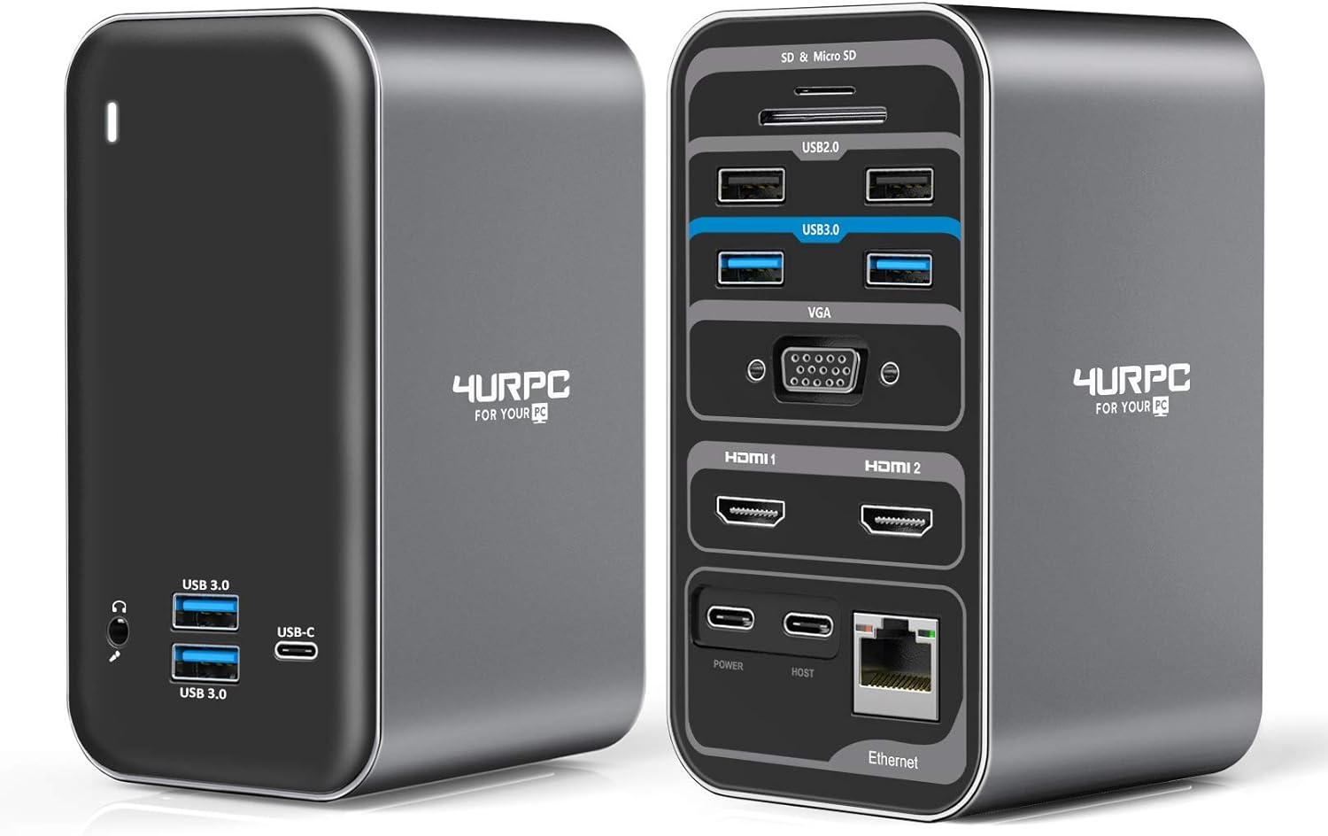 USB C Laptop Docking Station Dual Monitor HDMI, 15-in-1 USB C Dock with Dual HDMI, VGA, 6 USB, 60W USB C Charging, SD TF Slot, RJ45 and Audio/Mic