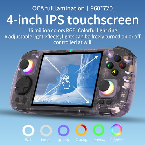 RG 406H Retro Handheld Game Console with 4-inch IPS Screen RGB Lighting Handheld Retro Gaming Console with Android 13 System and 128G TF Card 5000mAh