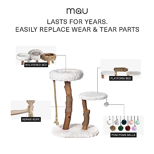 MAU Modern Cat Tower - Wooden Cat Scratching Tree & Condo - Luxury Collection - Cat Lovers Gift