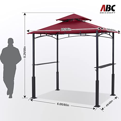 ABCCANOPY 8x5 Grill Gazebo - Outdoor BBQ Canopy Shelter with Led Light for Patio Backyard Grilling (Dark Gray)