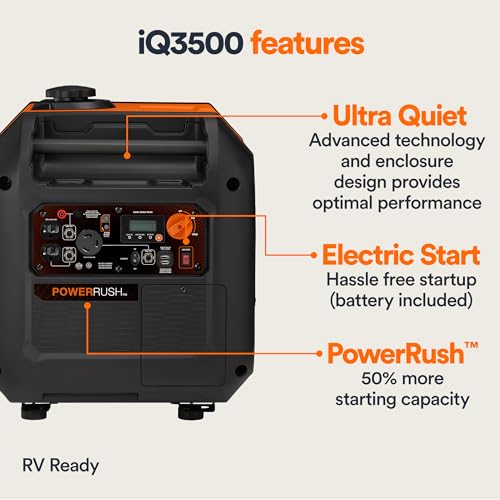 Generac 3,300-Watt Gas-Powered Portable Inverter Generator - Lightweight Design - USB Ports for Mobile Device Charging - COsense Technology