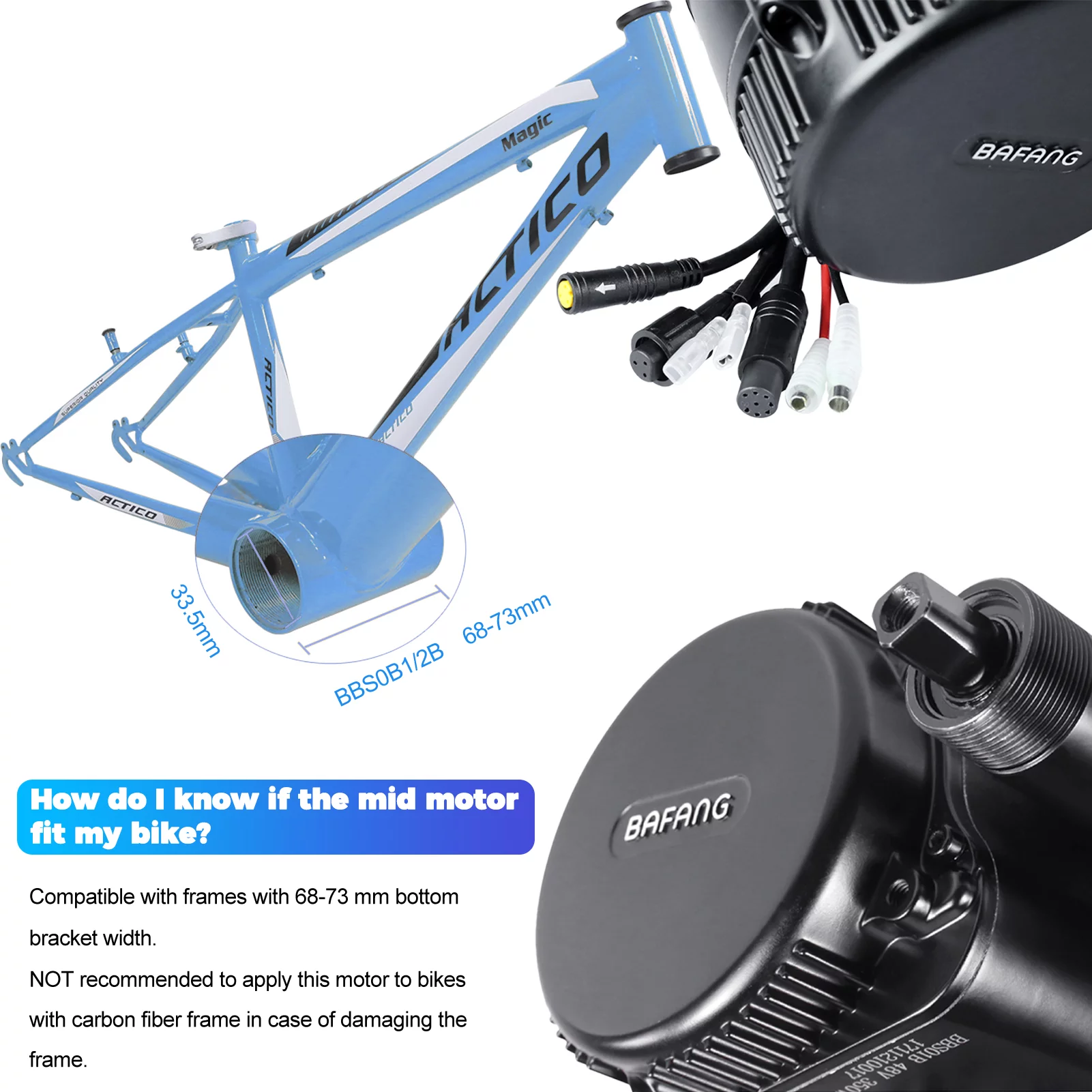Bafang BBSHD 52V 1000W Mid Drive Motor Ebike Conversion Kit for Road Mountain Commuter Bike