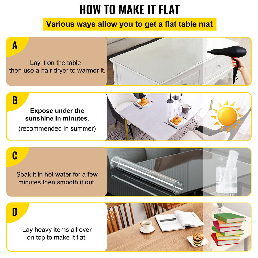 36x60" PVC Table Mat Waterproof Tablecloth Transparent Desk Protector Pad