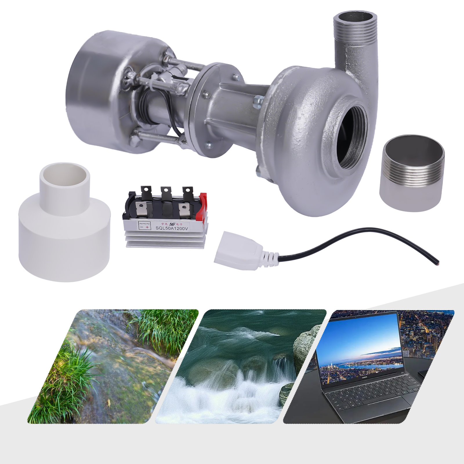 TOOL1SHOoo Micro Hydroelectric Generator 500 Watts 50hz 110 Volts High Power with Monitoring Portable