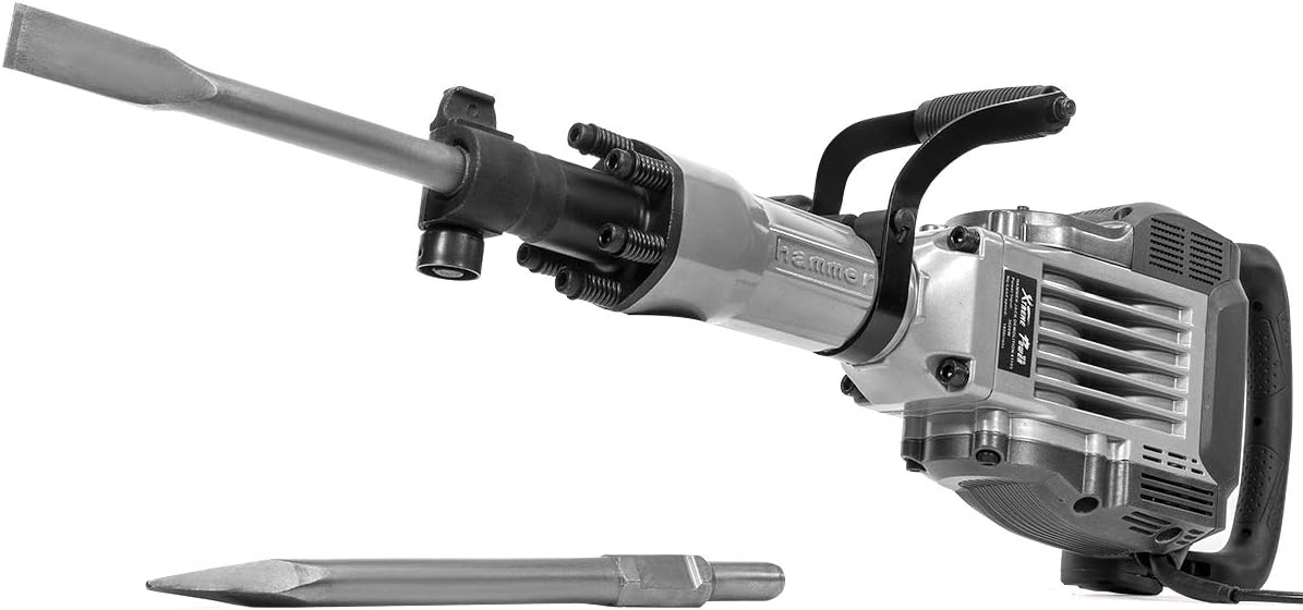 XtremepowerUS 3600W Heavy Duty Electric Demolition Jack Hammer Concrete Breaker (2) Chisel & Point Chisel Bit Hand Gloves w/Case
