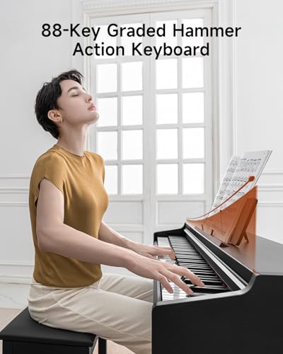 Donner DDP-200 Pro Digital Piano with 88 Key Graded Weighted Keyboard, 2.4" IPS Screen, Record, Wireless Connection, 100+ Sounds, 256 Polyphony