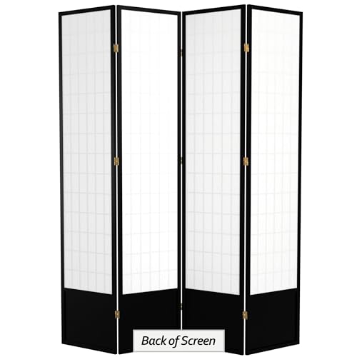 Red Lantern 7 ft. Tall Window Pane Shoji Screen-White-3 Panels Room Divider