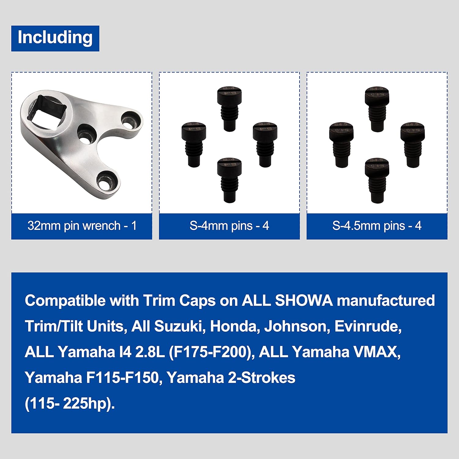 salangid Pin Wrench MT0006 32mm x 4mm/4.5mm Remove Trim/Tilt Caps on Hydraulic Cylinders, Compatible with Yamaha Suzuki Johnson Evinrude
