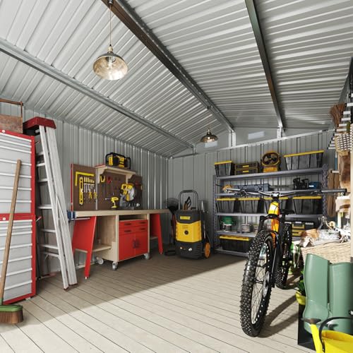 Aoxun 6.2x4 FT Shed Outdoor Storage Shed Metal Garden Shed with Lockable Doors & Slooping Roof Tool Shed Bike Shed for Backyard, Patio