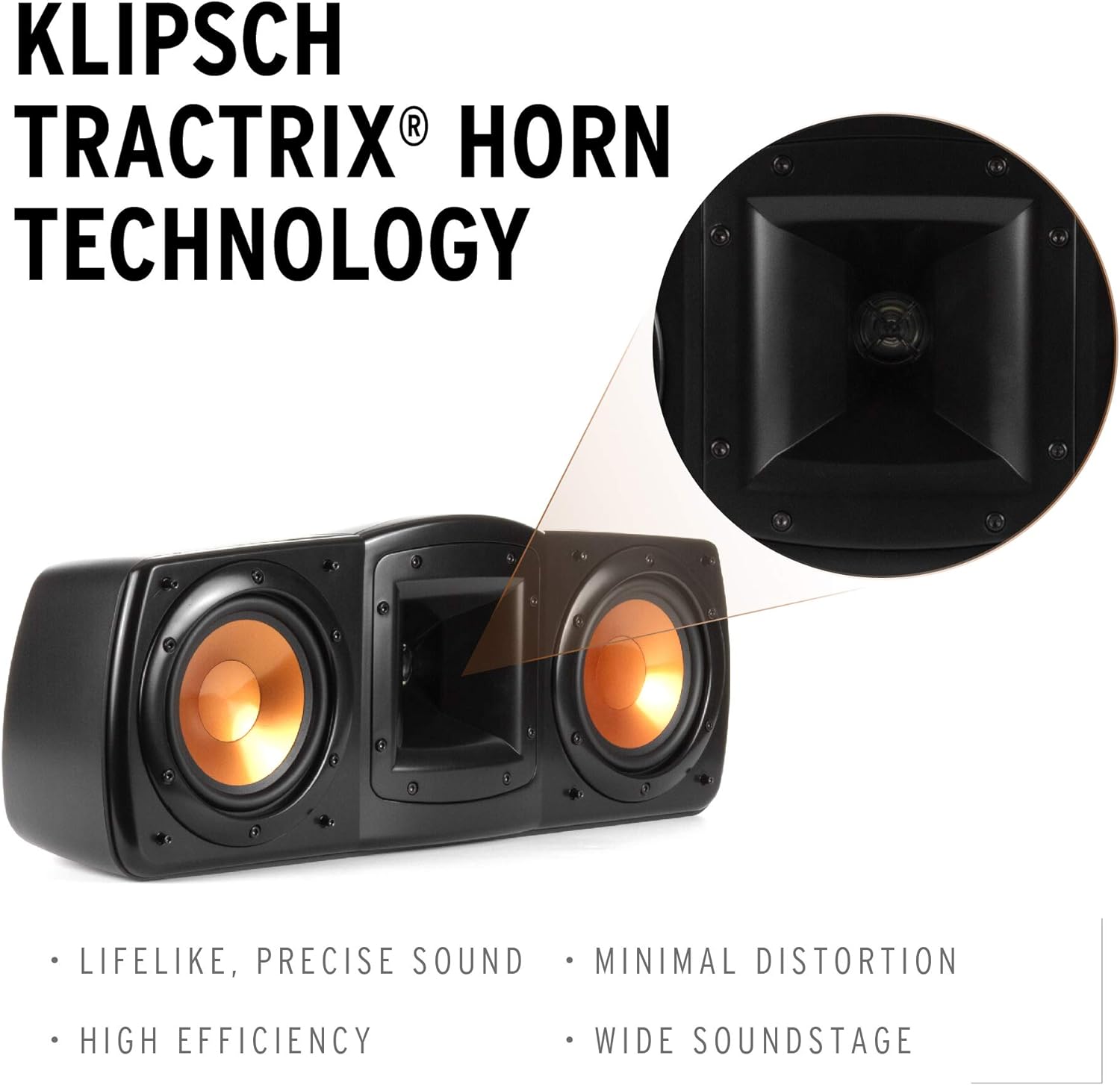 Klipsch Synergy Black Label C-200 Center Channel Speaker for Crystal-Clear Dialogue and Vocals with Proprietary Horn Technology