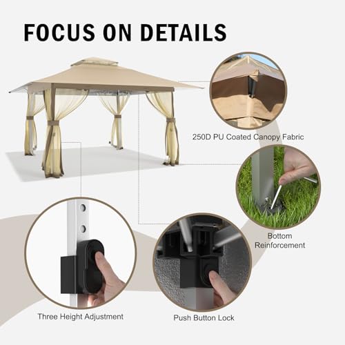 Outdoor Pop Up Gazebo 10x10 - Instant Canopy Tent with Mosquito Nettings