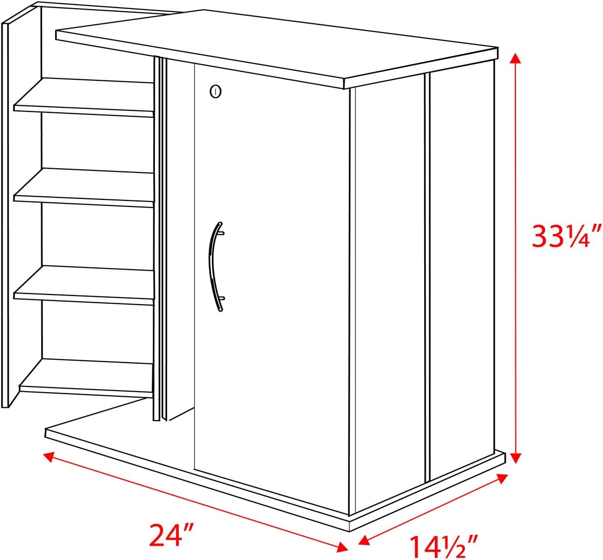 Prepac Locking Media Storage Cabinet, Black