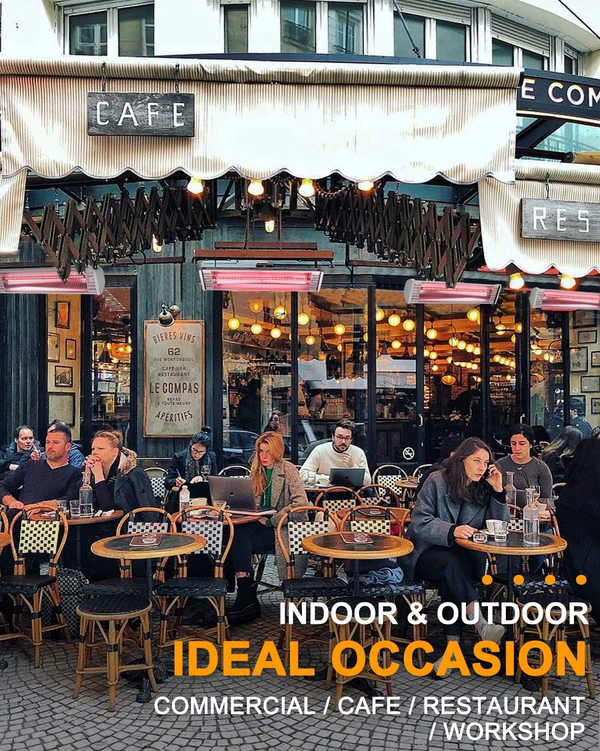 Star Patio Electric Patio Heater with Remote , Indoor / Outdoor Heater, Space Heater, Infrared Heater, Wall Mounted, suitable as Gazebo Heater