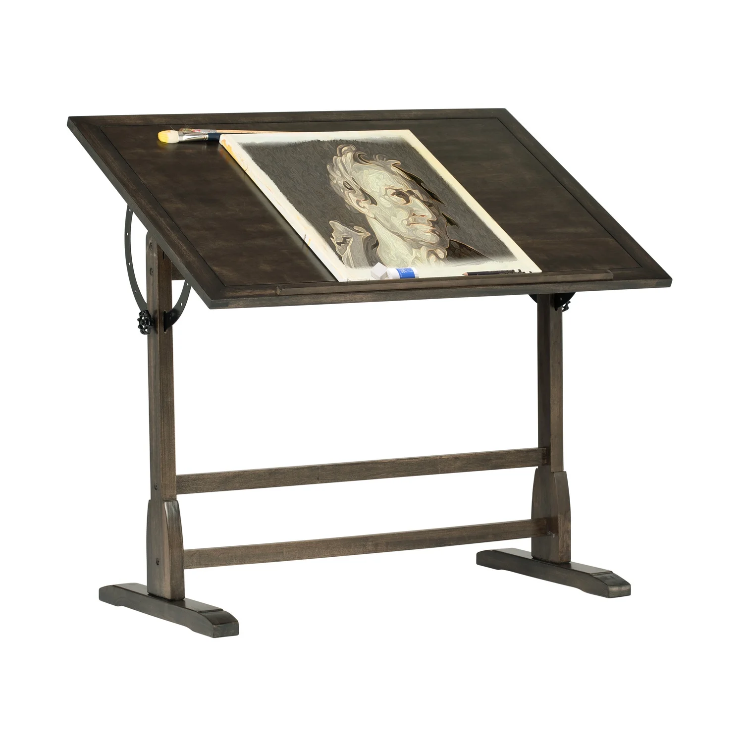 Vintage Solid Wood Drawing/Drafting Table with 42" x 30" Adjustable Tilting Top
