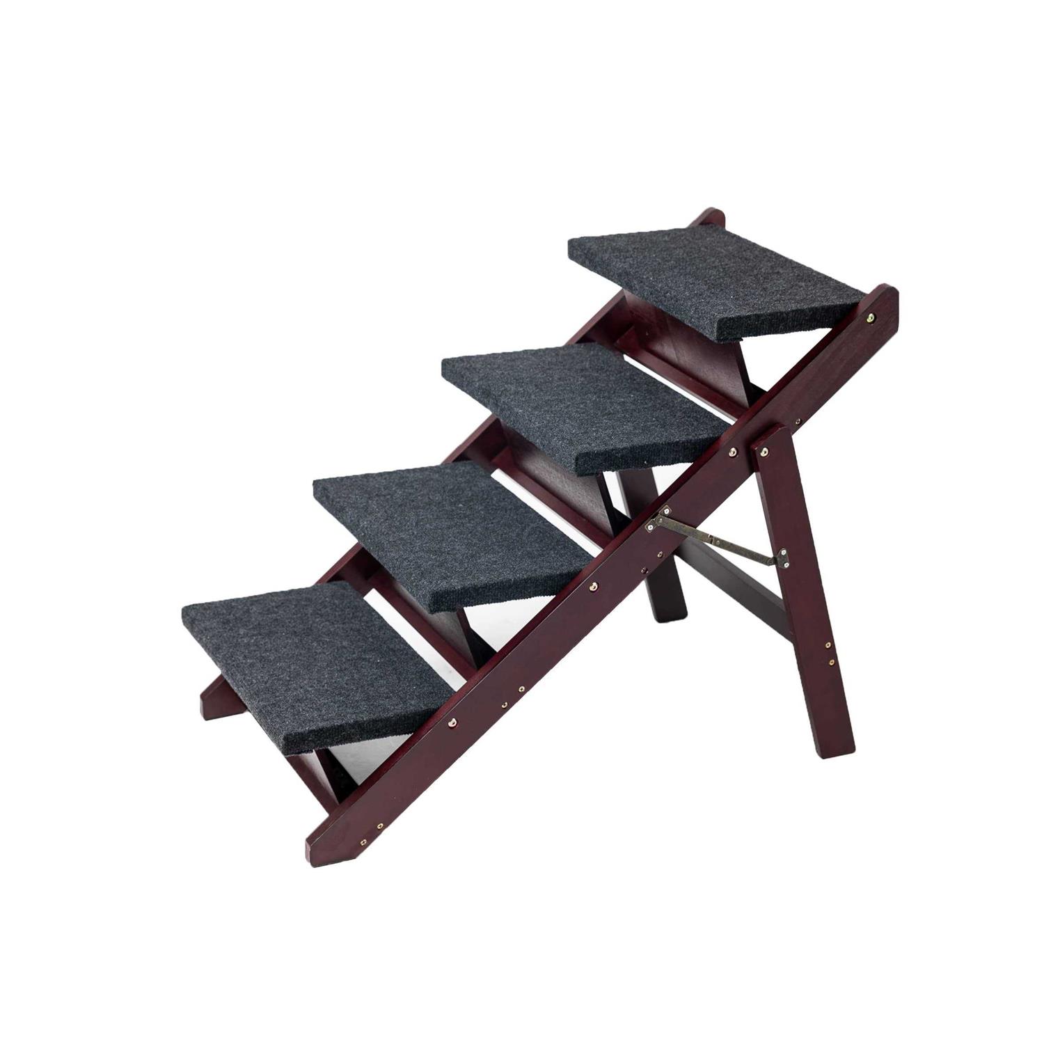 Mewang Wooden Dog Stairs/Steps Foldable 4 Levels Pet Stairs &amp; Ramp Perfect for Beds and Cars - Pet Supplies online store
