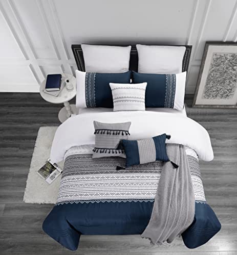 Riverbrook Home 100% Polyester Comforter Set, Queen, Hillcrest - Ivory/Gold, 9 Piece Set
