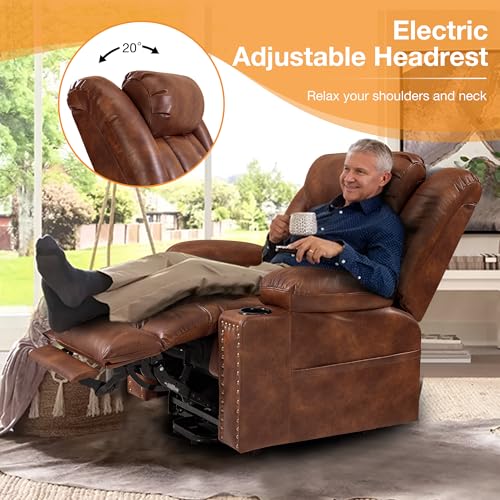 Triple Motor Large Power Lift Recliner Chair for Elderly with Heat and Massage, Lay Flat Lift Chairs for Seniors Infinite Position, Extended Footrest
