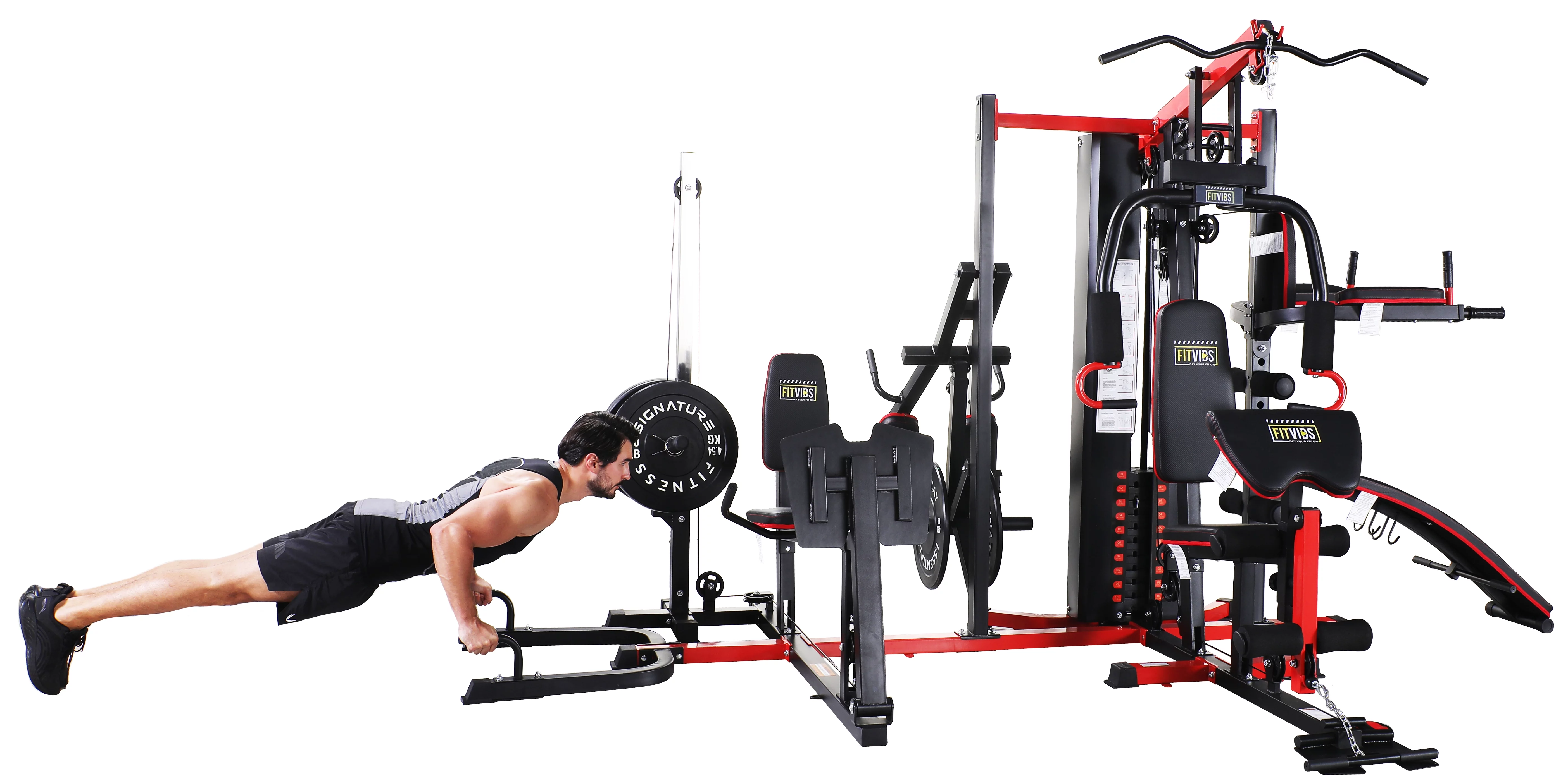 Fitvids LX750 Home Gym System Workout Station with 330 Lbs of Resistance, 122.5 Lbs Weight Stack, One Station