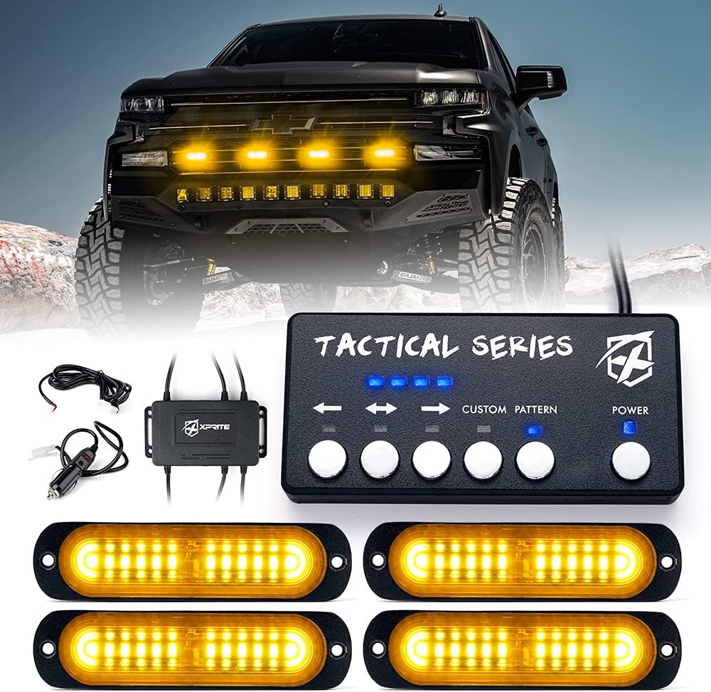 Xprite Amber 12 LED Surface Mount Strobe Lights Kit