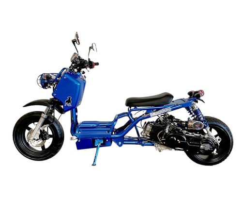 50cc Stretched Scooter Generation 1, Automatic Transmission, PMZ50-19, Wide 205/30-12 Rear Tire, Retro Speedometer, Gas Gauge
