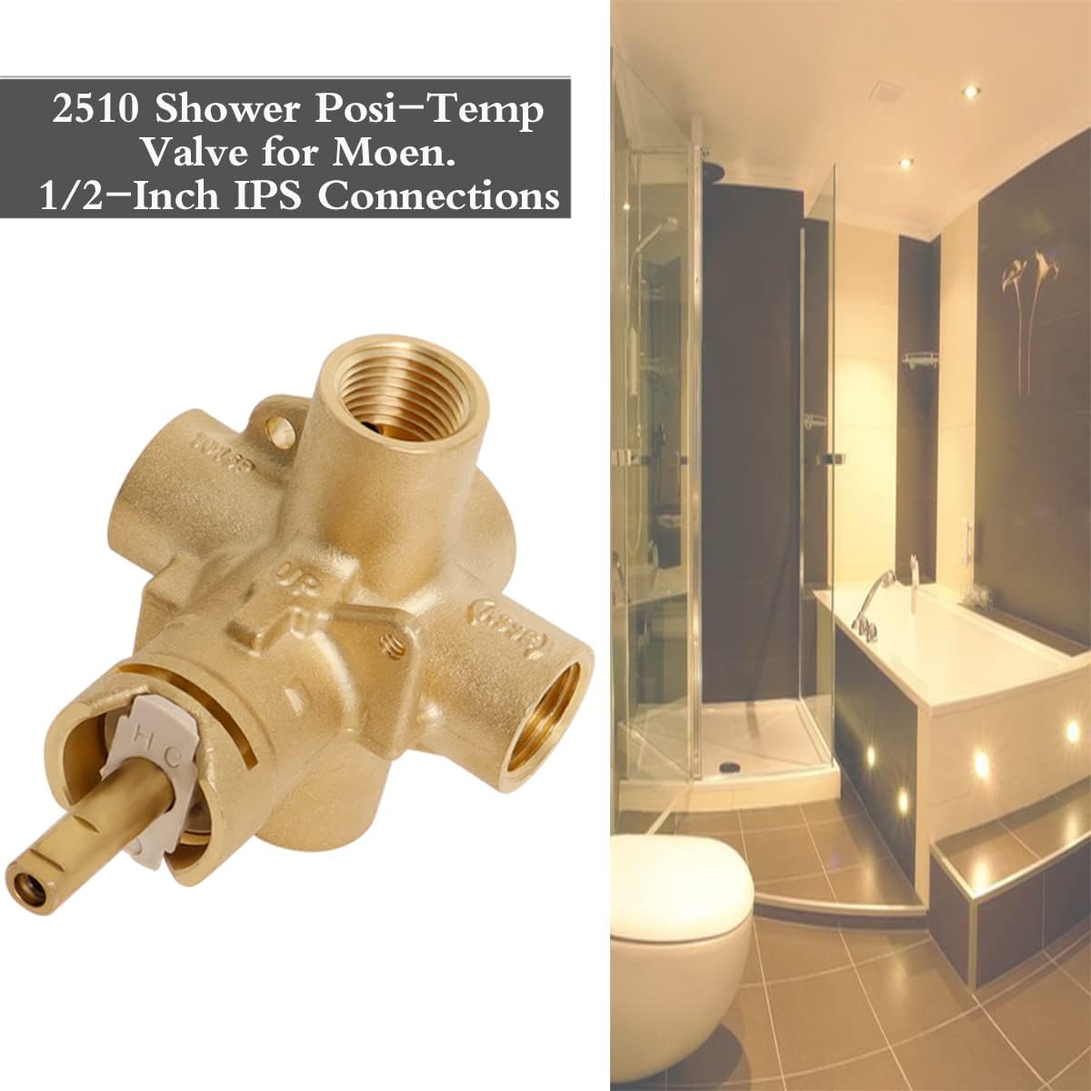 2510 Posi-Temp Valve for Moen Pressure Balance Tub and Shower Valve Replacement Kit with 1222 Posi-Temp Faucet Cartridge 104421 Cartridge Puller