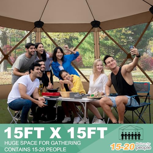COBIZI 12x12ft Pop up Gazebo Screen Tent Screen House for Camping, Camping Outdoor Screened Gazebo, Canopy Tent