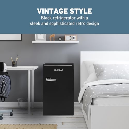West Bend Mini Fridge with Freezer Retro-Styled for Home Office or Dorm