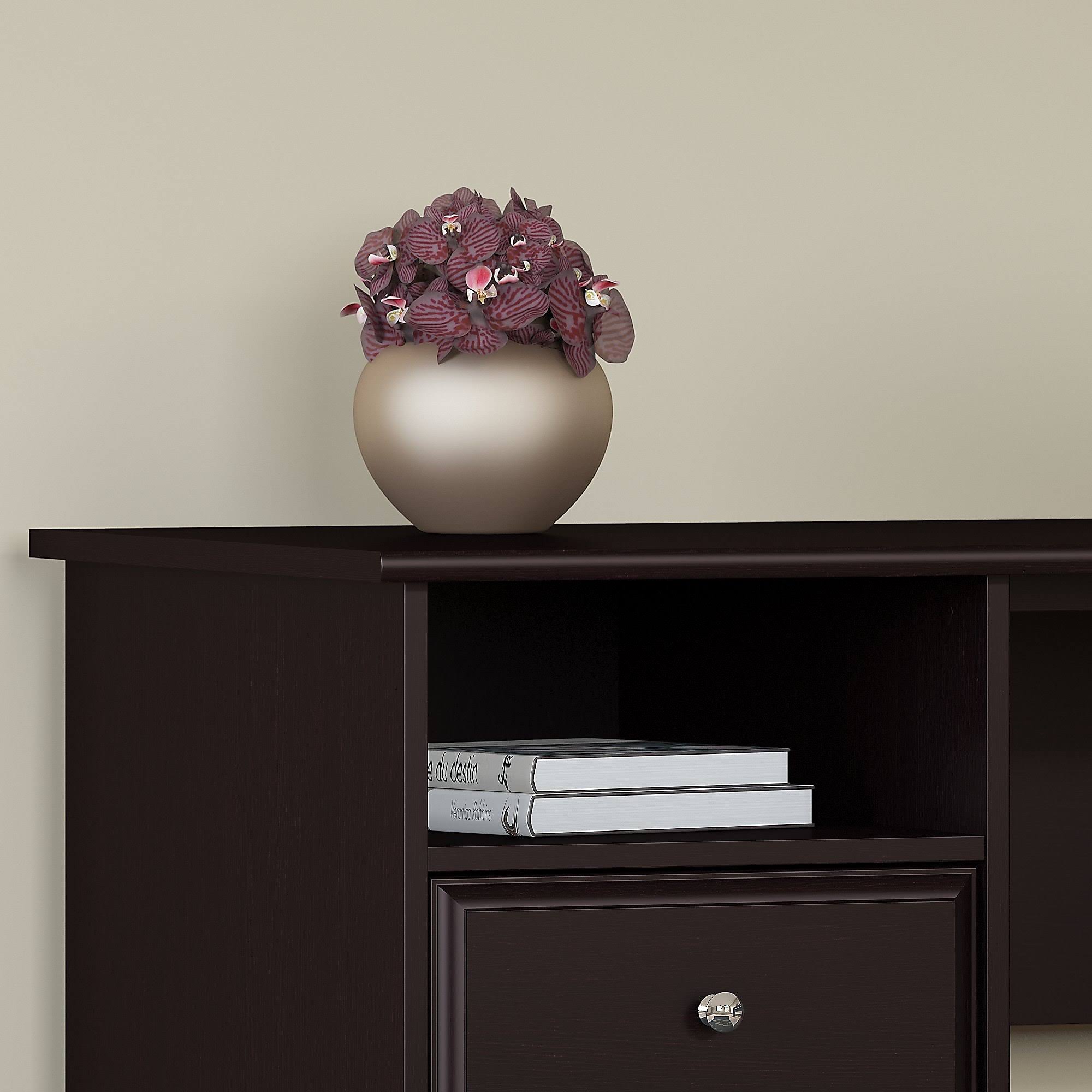 Bush Furniture Cabot 72W L Shaped Computer Desk with Hutch and Drawers, Espresso Oak (CAB053EPO)