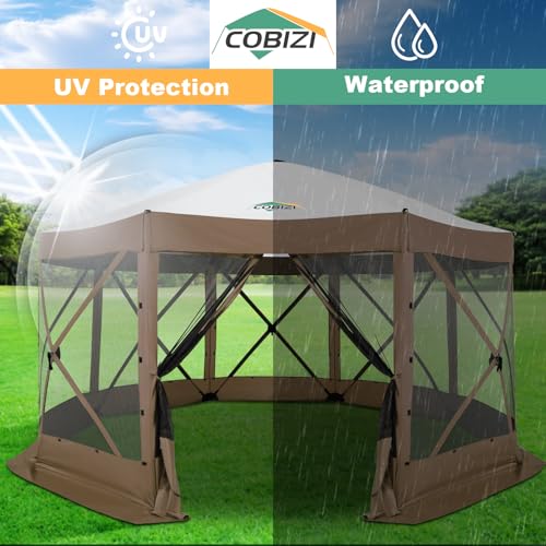 COBIZI 12x12ft Pop up Gazebo Screen Tent Screen House for Camping, Camping Outdoor Screened Gazebo, Canopy Tent
