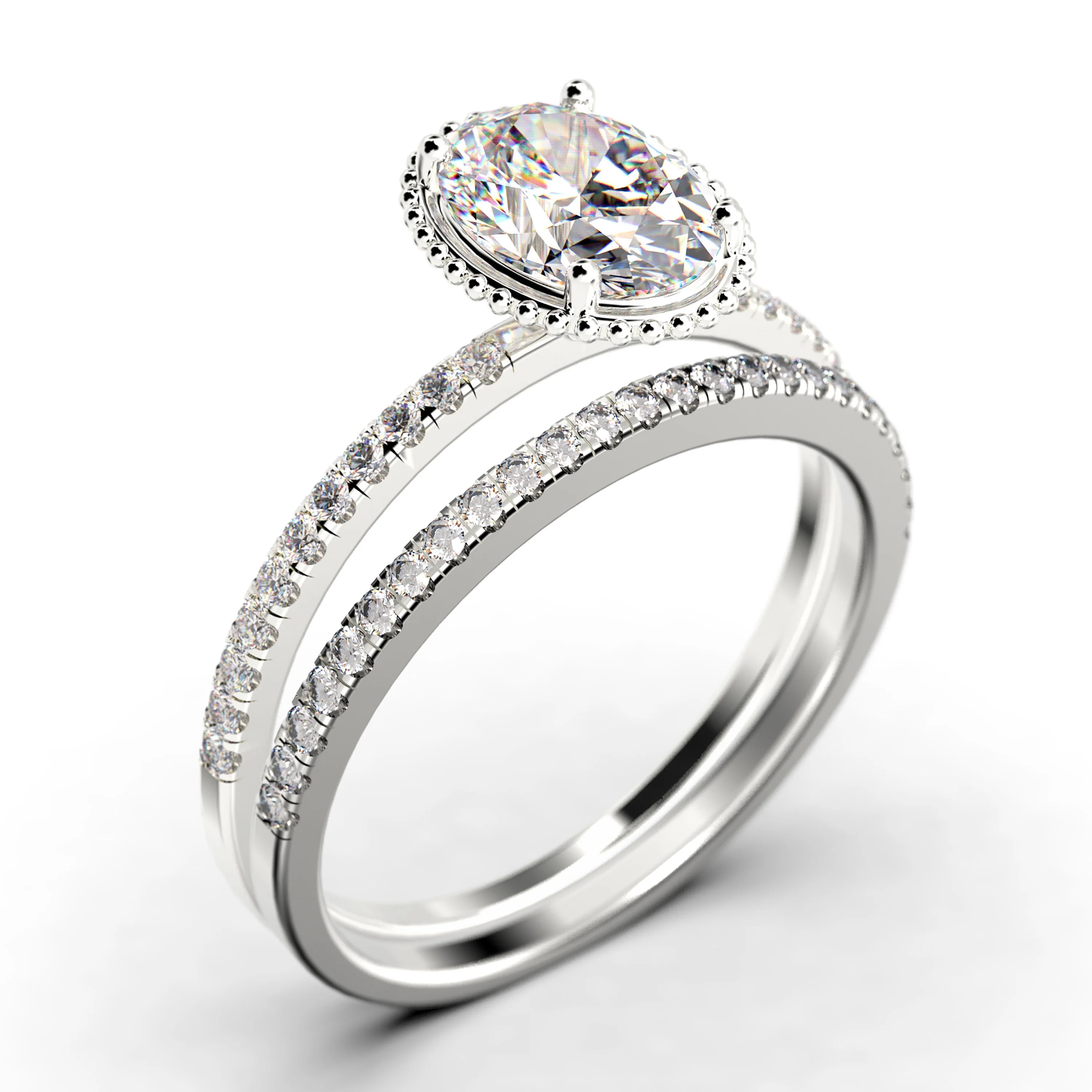 Gorgeous Minimalist 2.00 Carat Oval Cut Diamond Moissanite Engagement Ring, Floral Wedding Ring