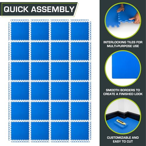 ProsourceFit Extra Thick Puzzle Exercise Mat , EVA Foam Interlocking Tiles for Protective, Cushioned Workout Flooring for Home and Gym Equipment