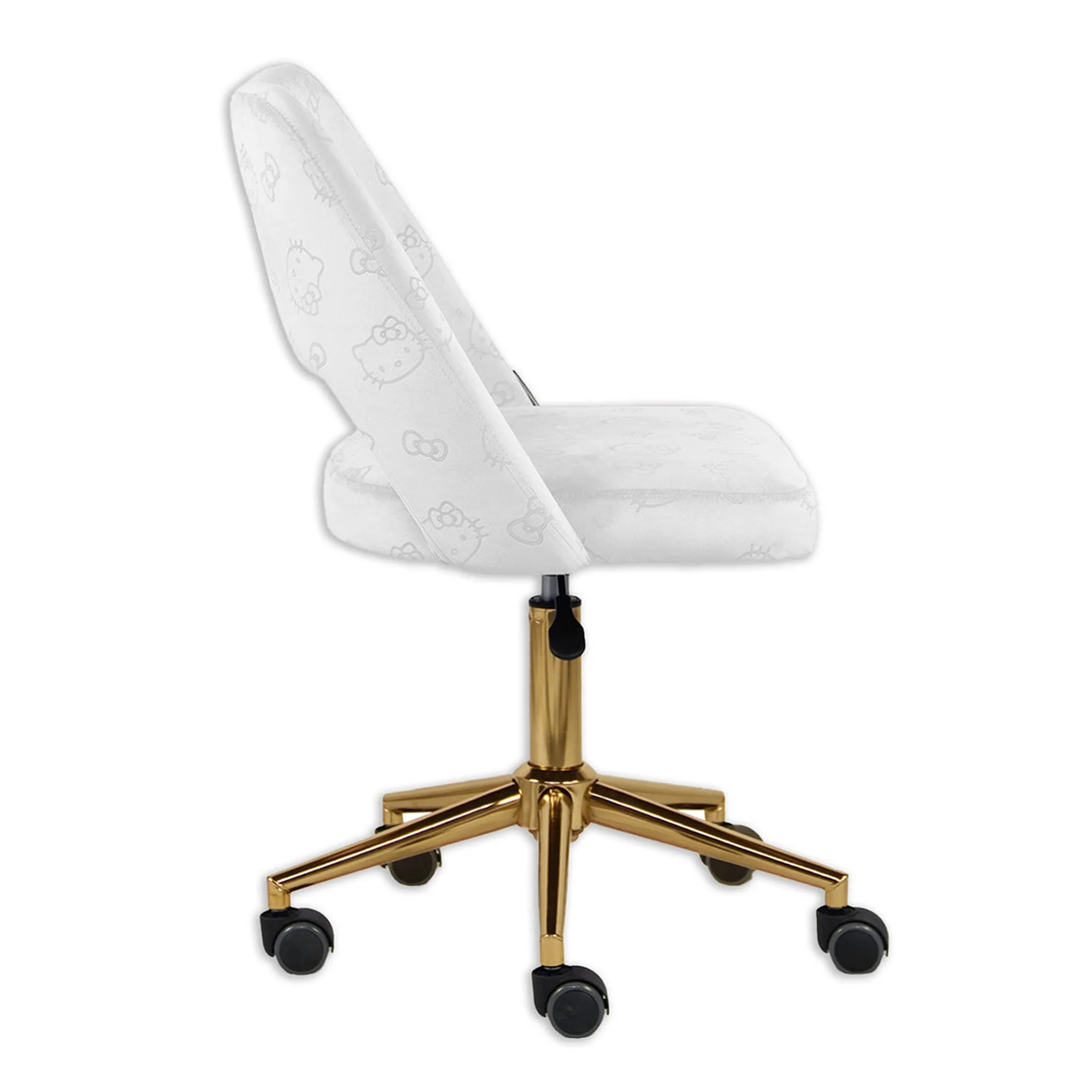 Impressions Vanity Hello Kitty Velvet Swivel Vanity Chair with Back, Ergonomic Backrest Cute Desk Chair with Wheels