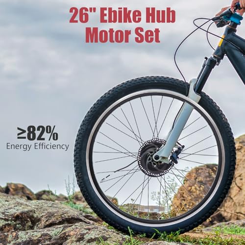 36V 350W Electric Bike Conversion Kit 26" Front Wheel E-Bike Motor Hub Motor Set 5 Speed Adjustable 35 Km/H Electric Bicycle Kit with LCD Display