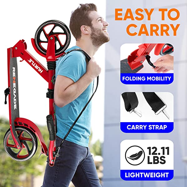 Hurtle Scooter &ndash; Scooter for Teenager &ndash; Kick Scooter &ndash; 2 Wheel Scooter with Adjustable T-Bar Handlebar &ndash