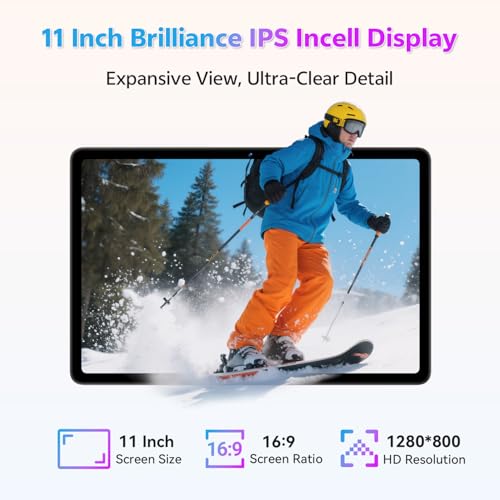 Android Tablet, 11 inch Android 15 Tablet 2025, Octa-Core, 12GB RAM 128GB Storage 1TB Expandable, 13MP Dual Cameras 5MP Front, 8000mAh, GPS