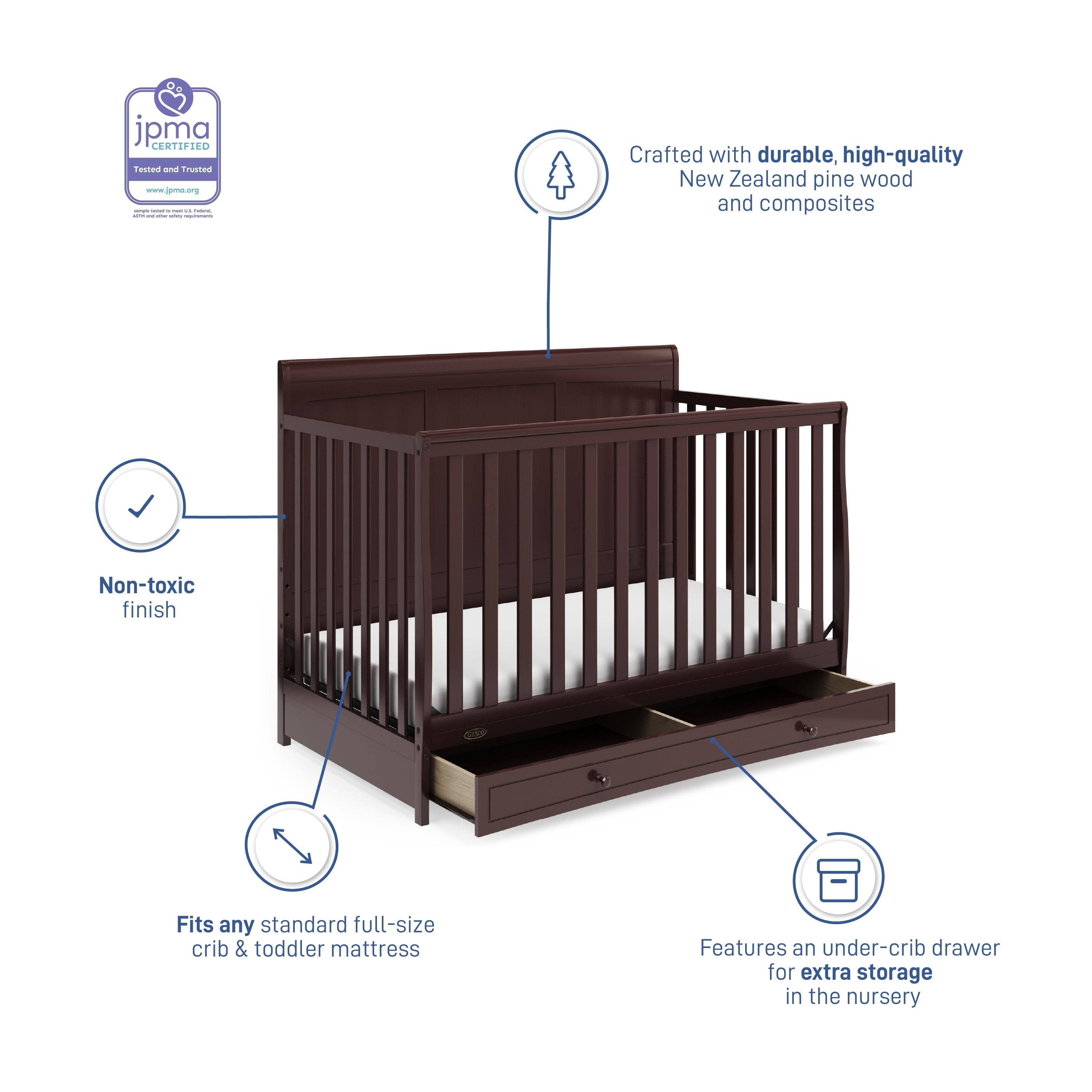 Graco Asheville 4-in-1 Convertible Crib with Drawer - Espresso
