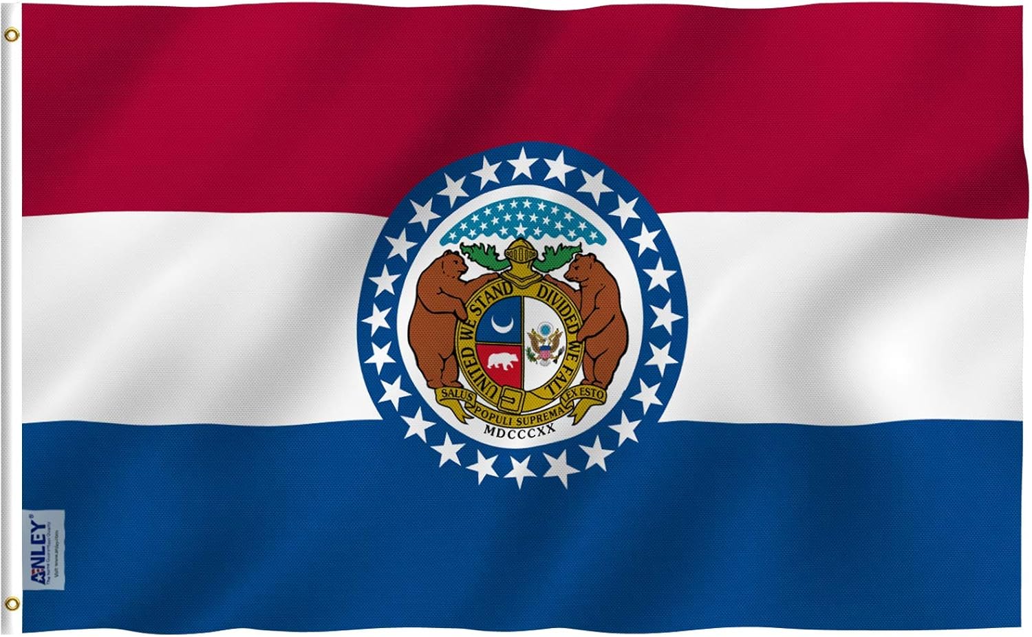 Anley Fly Breeze 3x5 Foot Missouri State Flag - Vivid Color and Fade Proof - Canvas Header and Double Stitched