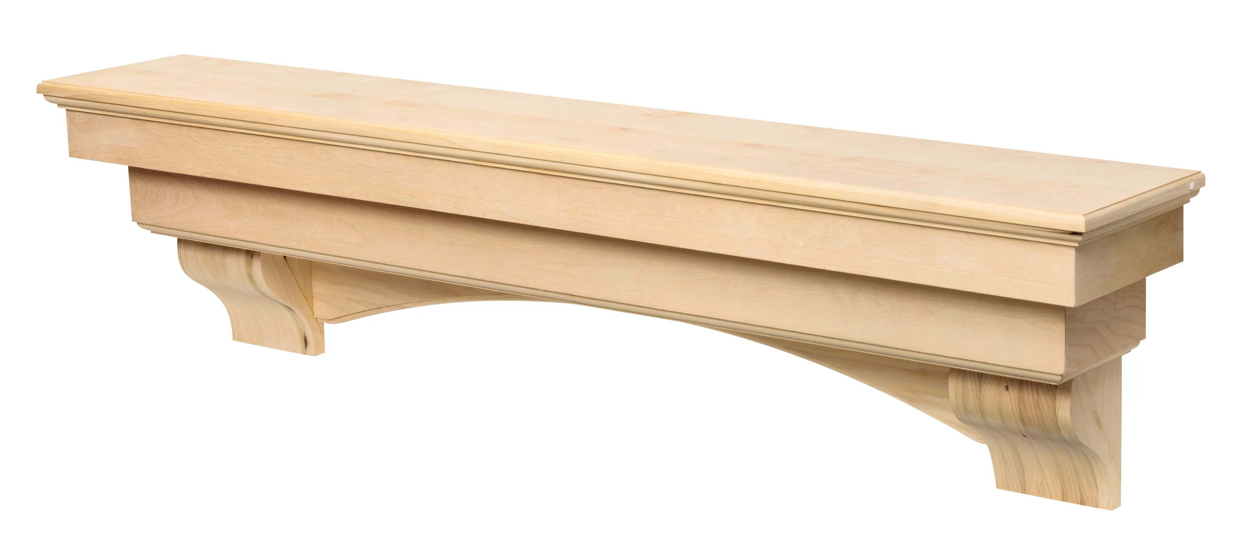 Pearl Mantels Auburn Versatile Premium Wood Mantel Shelf, Unfinished, Paint And Stain Grade, 48"L & 9.5"D, Hang Alone