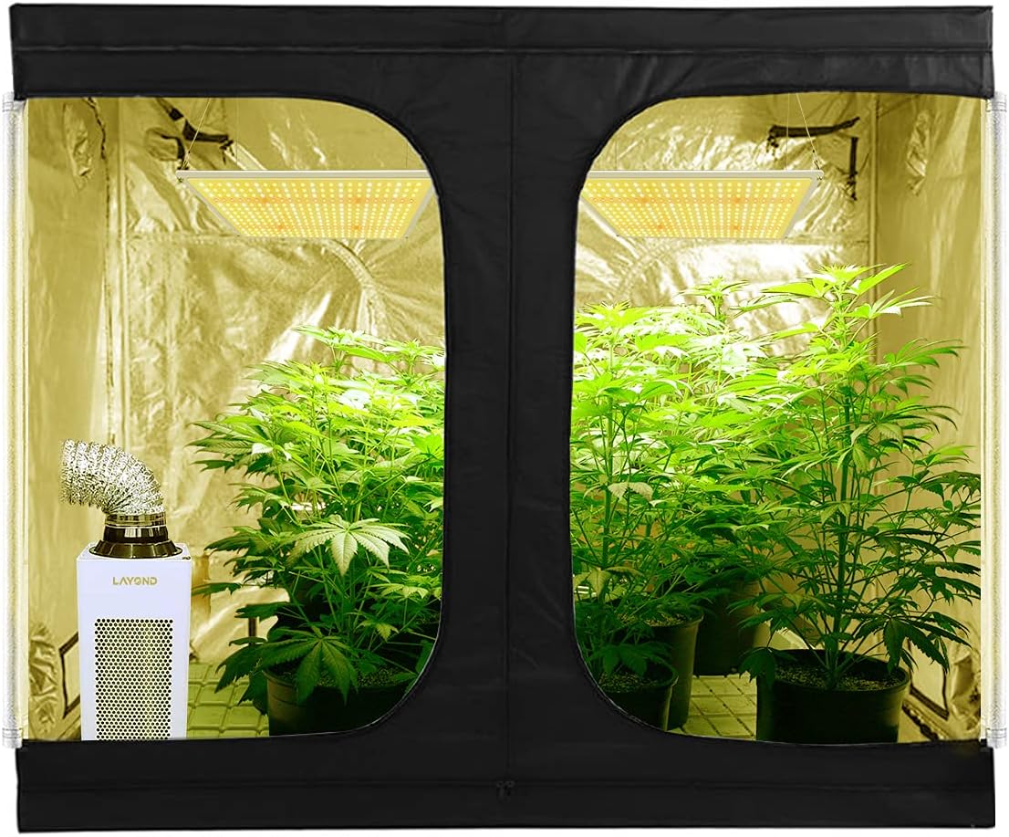 LAYOND Packages Updated Version 6” Inline Duct Fan for Grow Tent Ventilation, 400CFM Super Quiet Carbon Filter Exhaust Fan Kit