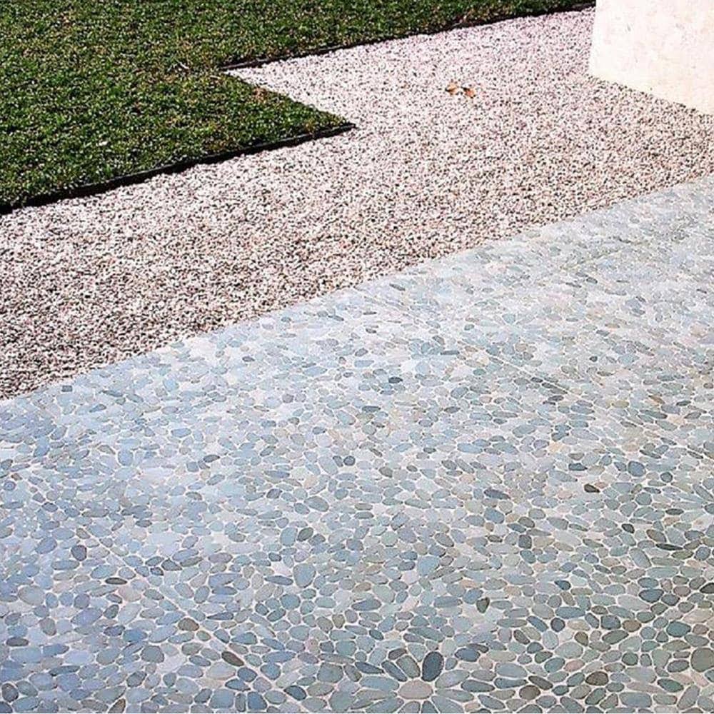 Rain Forest 12 in. x 12 in. Light Grey Honed Sliced Pebble Floor and Wall Tile (5.0 Sq. ft. / CASE)