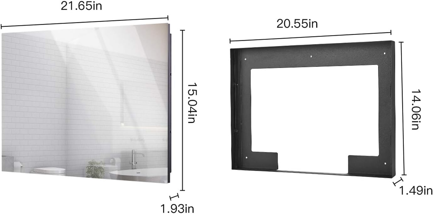 Haocrown 21.5 inch Bathroom TV Touchscreen IP66 Waterproof Smart Mirror TV for Bathroom with Android 11.0 System & 500 High-Brightness Built-in